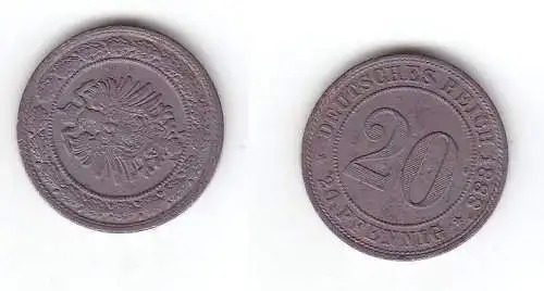 20 Pfennig Nickel Münze Kaiserreich 1888 A, Jäger 6 (110320)