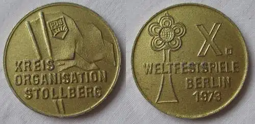 DDR Abzeichen FDJ Kreisorganisation Stollberg - X. Weltfestspiele 1973 (116399)