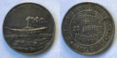 Bronzemedaille versilbert Unterstützungsverein Hansa 1881 - 1906 (116885)