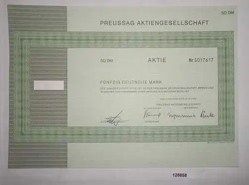 50 Deutsche Mark Aktie Preussag AG Berlin und Hannover Juli 1980 (128858)