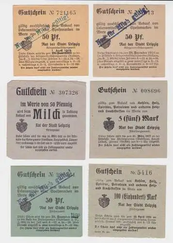 6 verschiedene Gutscheine für Milch und Kohle der Stadt Leipzig (137459)