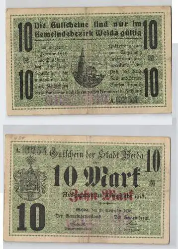 10 Mark Banknote Notgeld Stadt Weida  25.November 1918 (128581)