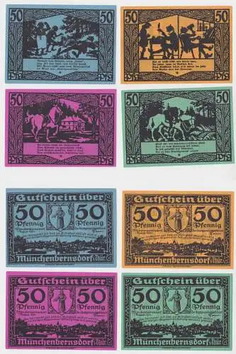 4 Banknoten Notgeld Gemeinde Münchenbernsdorf 1921 (137610)