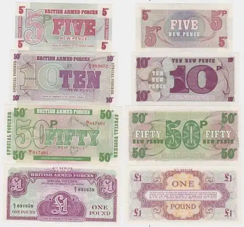 5 10 50 Pence 1 Pound Banknote British Armed Force kassenfrisch (123622)
