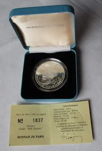 100 Franc 15 ECUS Silbermünze Jean Monnet Frankreich 1992 PP (130015)