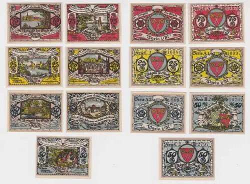 7 x Banknoten Notgeld Stadt Warin ohne Datum (1921) (137553)