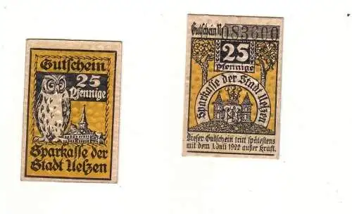 25 Pfennige Banknote Notgeld Sparkasse der Stadt Uelzen 1922 (112912)