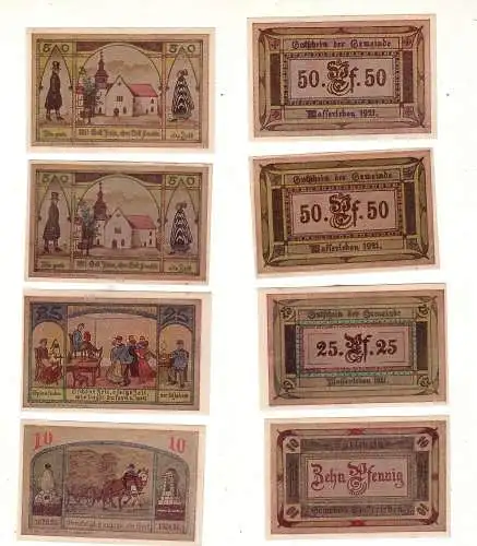 4 Banknoten Notgeld Gemeinde Wasserleben 1921 (112542)