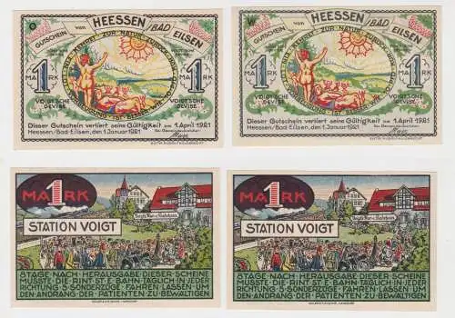 2 x 1 Mark Banknoten Notgeld Gemeinde Heessen bei Bad Eilsen 01.01.1921 (137368)