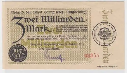 2 Milliarden Mark Banknote Stadt Burg 22.10.1923 (115581)