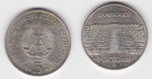 DDR Gedenk Münze 5 Mark Potsdam Sanssouci 1986 vorzüglich plus (140049)