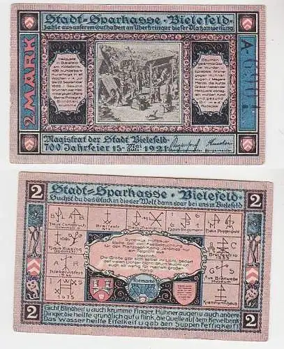 2 Mark Banknote Notgeld Stadtsparkasse Bielefeld 1921 (113578)