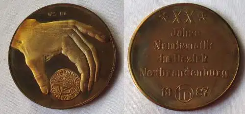 20 Jahre Numismatik Bezirk Neubrandenburg 1987, Hand mit Münze (101200)