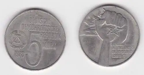DDR Gedenk Münze 5 Mark Anti Apartheid Jahr 1978 vz (141198)