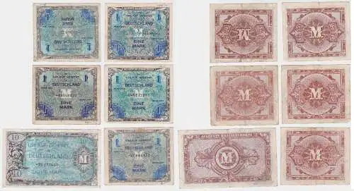 1 Banknoten 1 bis 10 Mark alliierte Besatzung 1944 (130677)