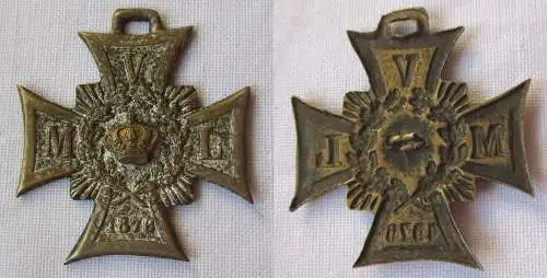 Erinnerungskreuz Militärverein Lobstädt 1876 mit aufgelegter Krone (110911)