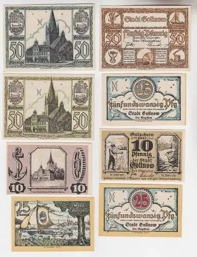 8 Banknoten Notgeld Stadt Gollnow Golienow 1921 (113626)