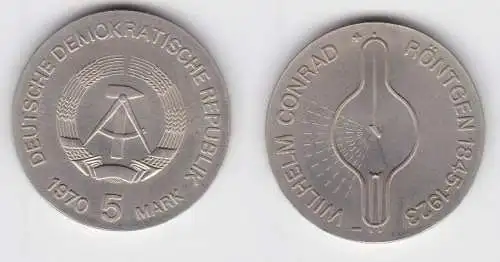 DDR Gedenk Münze 5 Mark Wilhelm Conrad Röntgen 1970 Stempelglanz (140844)