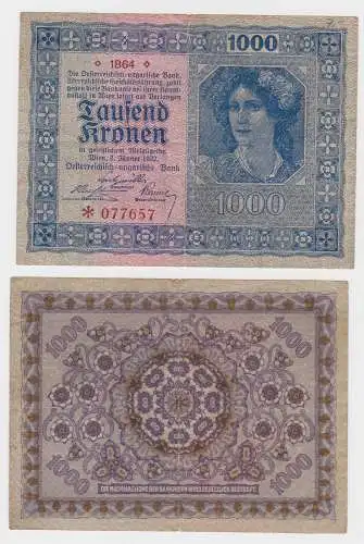 1000 Kronen Banknote Österreichisch Ungarische Bank 2.1.1922 (130271)