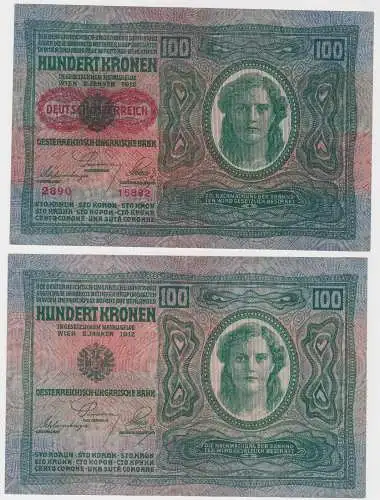100 Kronen Banknote Österreichisch Ungarische Bank 2.1.1912 (130465)