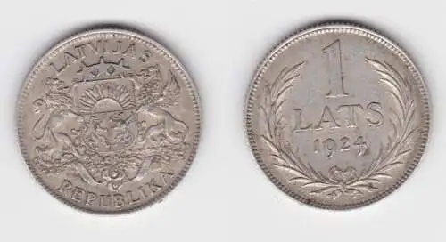 1 Lats Silber Münze Lettland Staatswappen 1924 (138328)