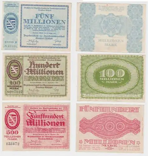 3 Banknoten Inflation Amtshauptmannschaft Dresden Altstadt 1923 (130789)