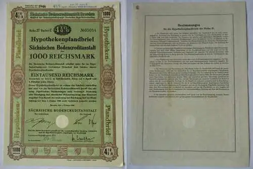 100 RM Schuldverschreibung Sächsische Bodencreditanstalt Dresden 1940 (121573)