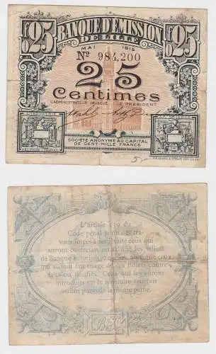 25 Centimes Banknote Banque d Émission de Lille Frankreich Mai 1915 (130149)