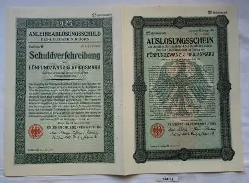 25 Mark Aktie Reichsschuldenverwaltung Berlin 25.September 1925 (124112)