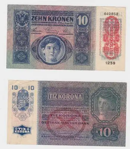 10 Kronen Banknote Österreichisch Ungarische Bank 2.1.1915 (130309)