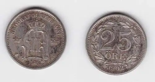 25 Öre Silber Münze Schweden 1902 (138477)