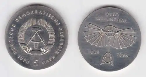 DDR Gedenk Münze 5 Mark Otto Lilienthal 1973 Stempelglanz (140054)