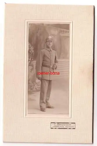 69962 Kabinettfoto Limbach in Sa. Soldat mit Pickelhaube Sachsen
