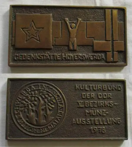 DDR Plakette Kulturbund V. Bezirksmünzausstellung 1978 - Hoyerswerda (137587)