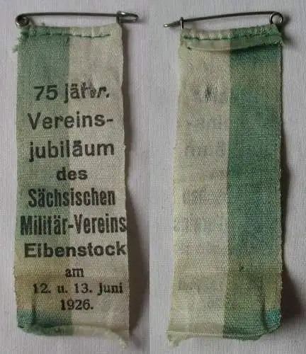 Abzeichen 75 jähr. Vereinsjubiläum Sächs. Militärverein Eibenstock 1926 (138956)
