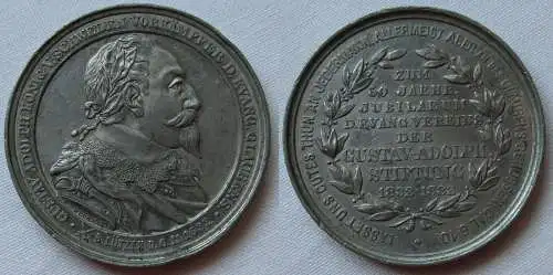 Zinn Medaille Zum 50jährigen Jubiläums der Gustav Adolf Stiftung 1882 (150848)