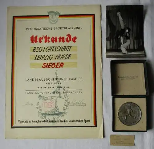 Medaille Meisterschaften der DDR Artistik 1. Platz Wurzen 1951 (130179)