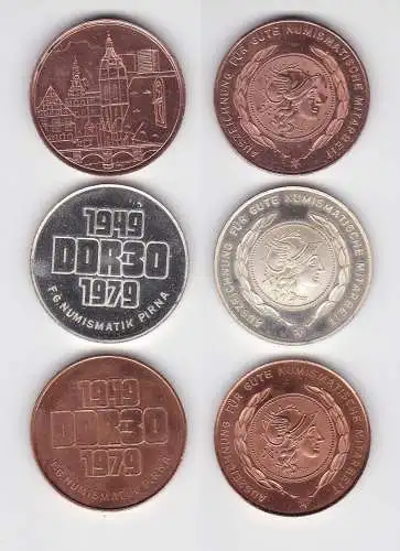 3 x Medaillen 30 jahre DDR 1979 Fachgruppe Numismatik Pirna (151053)