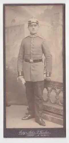 80381 Kabinett Foto Lucka Offizier mit Pickelhaube & Bajonett um 1915