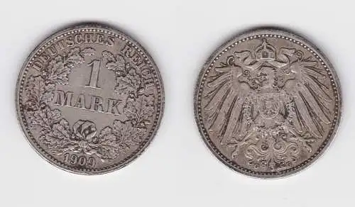 1 Reichsmark Silber Münze 1909 G ss (150801)