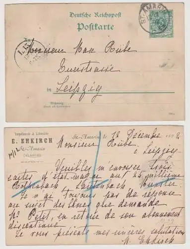 99408 Ganzsachen Postkarte Imprimerie & Librairie E. Ehkirch St. Amarin 1892