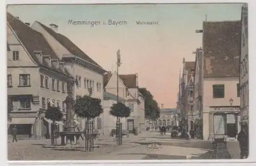 99324 AK Memmingen in Baern - Weinmarkt, Straßenansicht mit Geschäften 1912