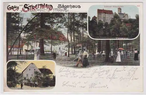 900644 AK Gruss vom Streitwald b. Frohburg - Jägerhaus, Schloss Gnandstein 1903