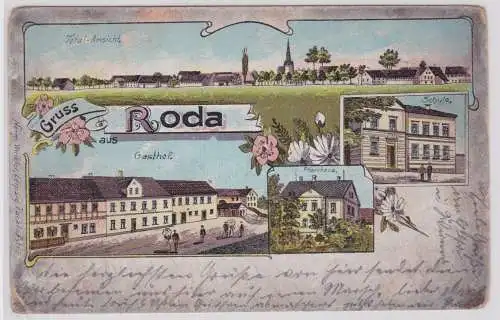 98659 Ak Lithographie Gruß aus Roda Gasthof, Schule usw. 1905