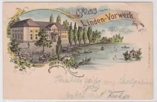 35257 Ak Lithographie Gruß vom Linden-Vorwerk 1899