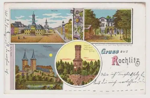 01085 Ak Gruss aus Rochlitz - Markt, Restauration auf dem Rochlitzer Berge 1905