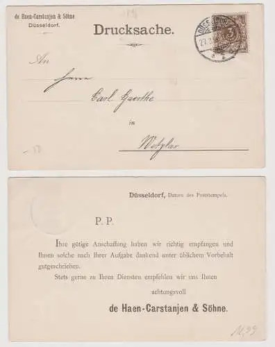 99407 Ganzsachen Postkarte de Haen-Carstanjen & Söhne Düsseldorf 1896