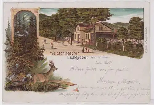 900758 Lithografie AK Waldschlösschen Eichgraben mit Gartenpartie 1900