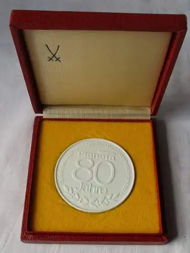 DDR Porzellan Medaille VEB Polygraph Druckmaschinenwerk Planeta 80 Jahre /157971