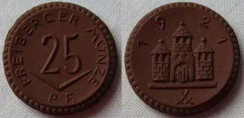 25 Pfennig Porzellan Münze Freiberg 1921 vz (157142)